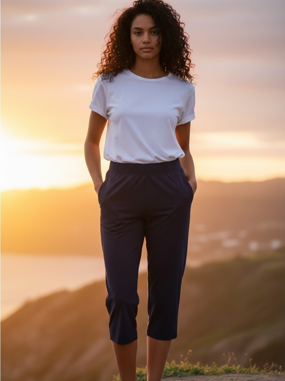 Tommy Bahama Everyday Active Navy Cropped Capris Small
